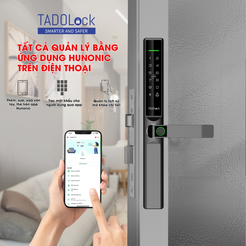 KHÓA THÔNG MINH TADOLock Cửa gỗ (Đen cao cấp)